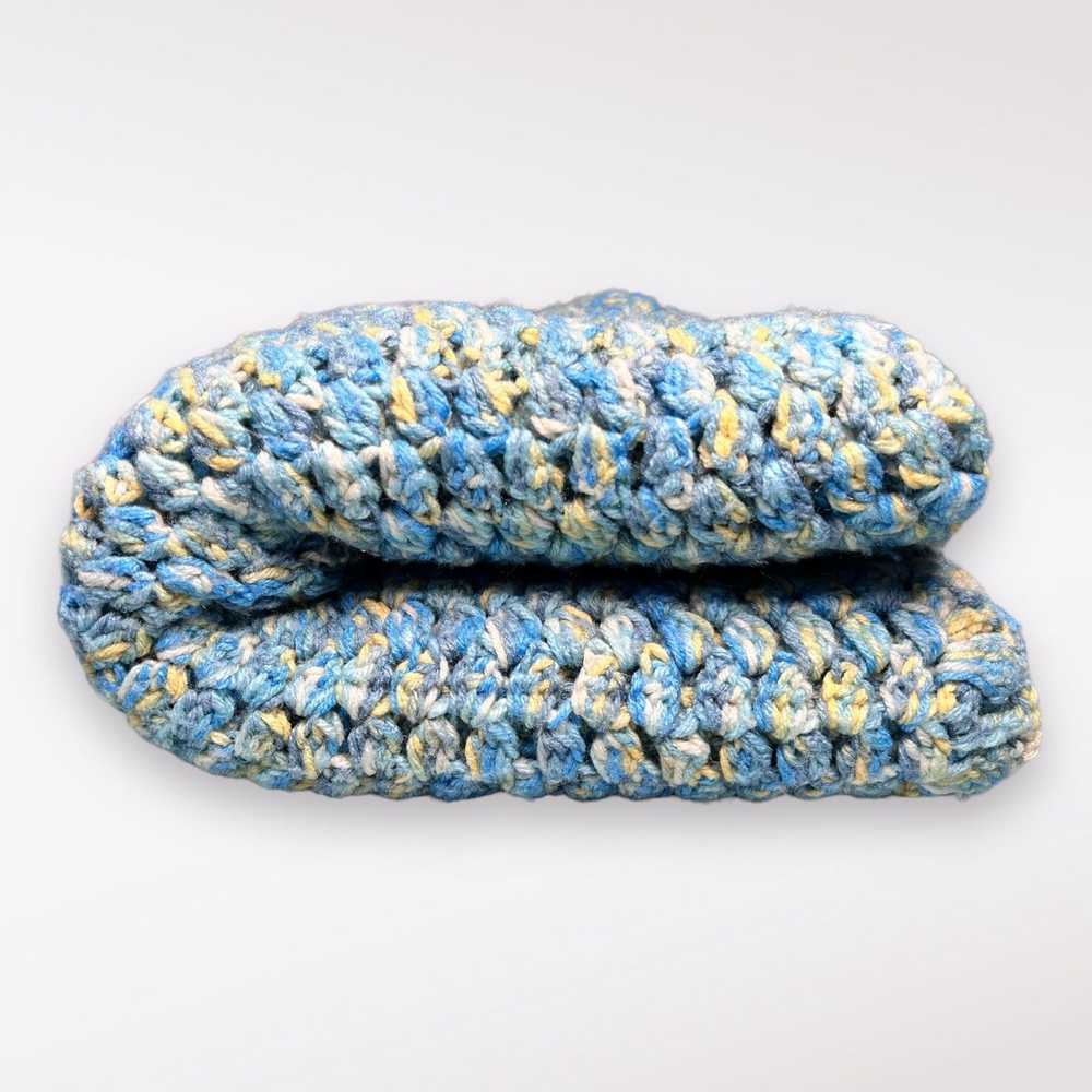 Handmade Handmade Crochet Blanket Throw Blue Whit… - image 7