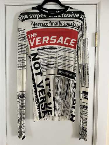 Versace Versace Long Sleeve Newsprint Tee