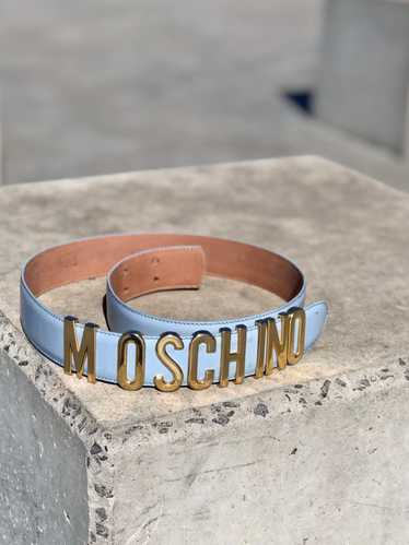 Designer × Moschino Moschino Leather Belt Gold Met