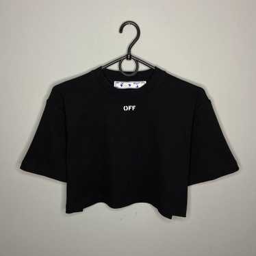 Off-White Off-White Ribbed Crop Top Logo T-Shirt … - image 1