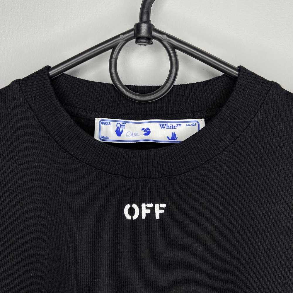 Off-White Off-White Ribbed Crop Top Logo T-Shirt … - image 4