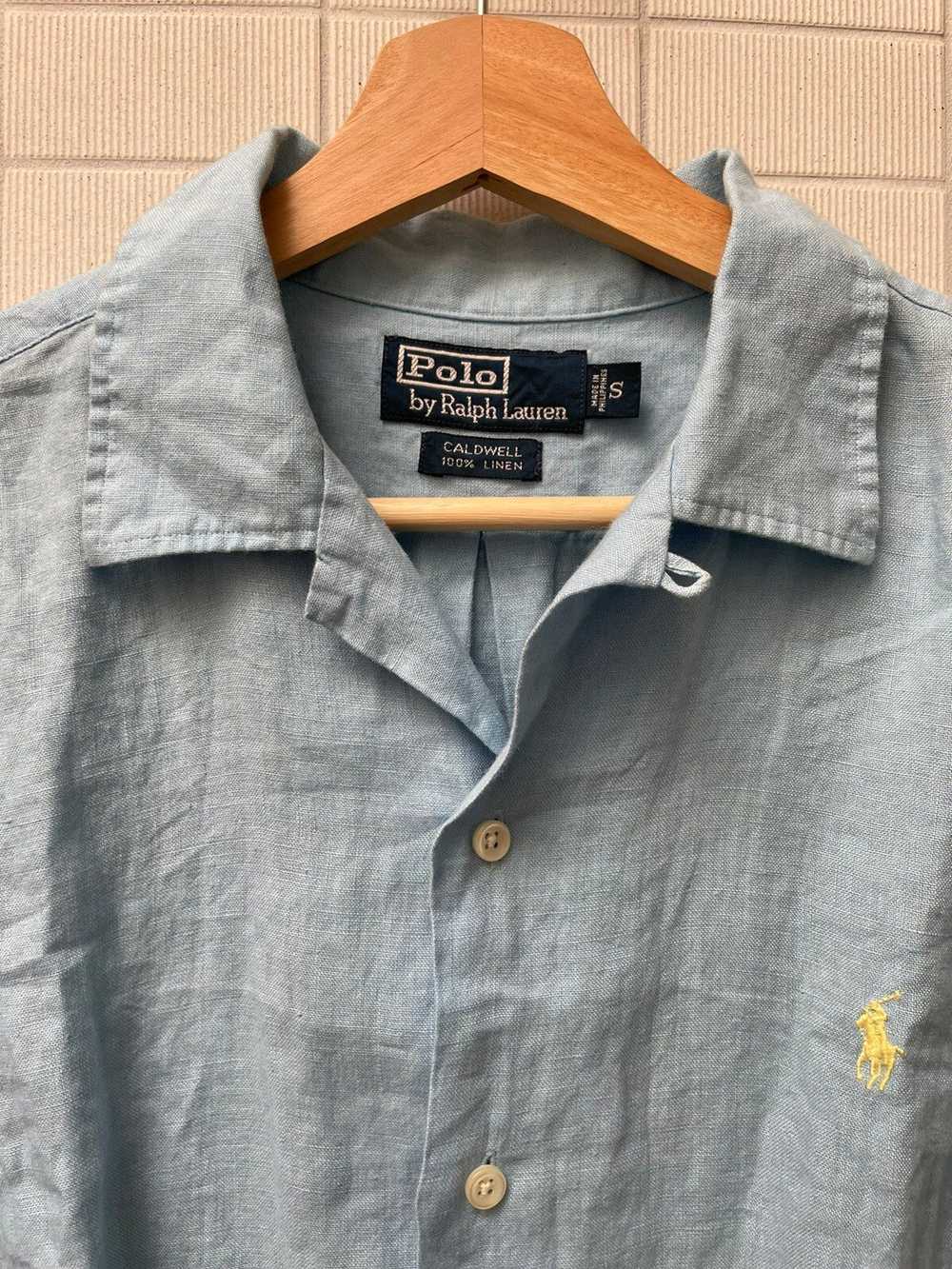 Polo Ralph Lauren Linen camp collar light blue bu… - image 1