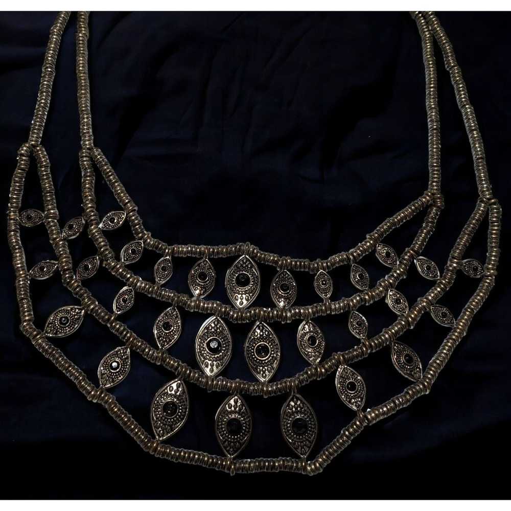 Other Silver Bohemian Bib Necklace - image 2