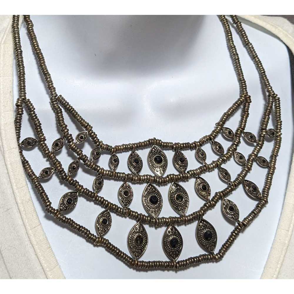 Other Silver Bohemian Bib Necklace - image 3