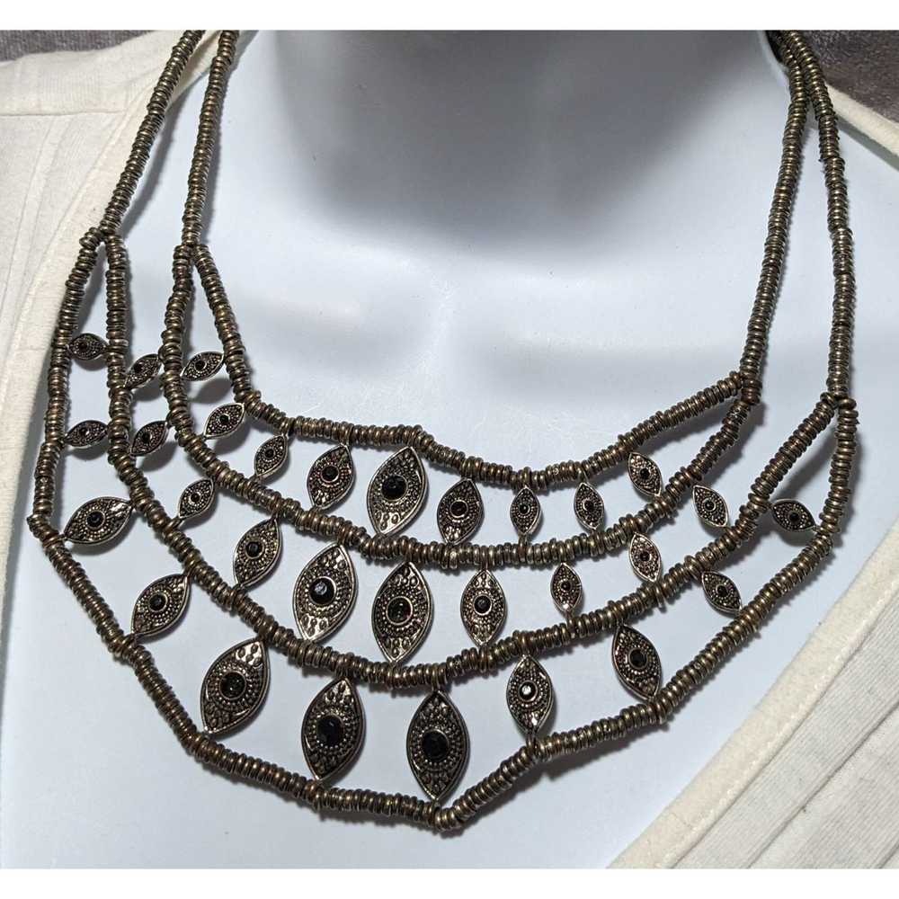 Other Silver Bohemian Bib Necklace - image 4