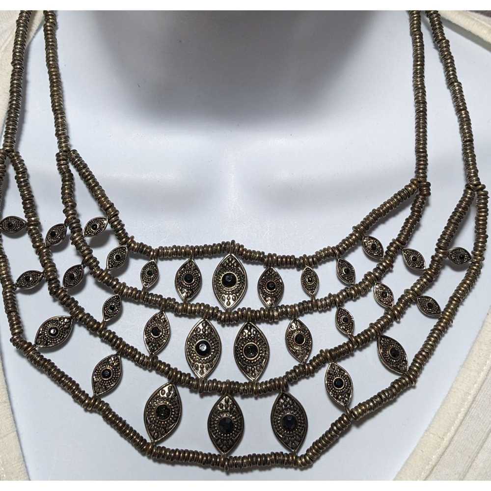 Other Silver Bohemian Bib Necklace - image 5