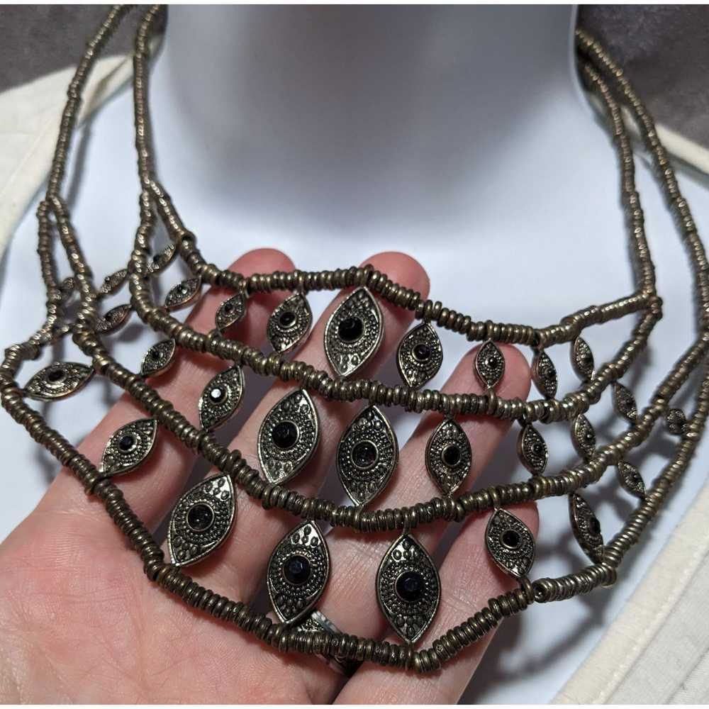 Other Silver Bohemian Bib Necklace - image 6