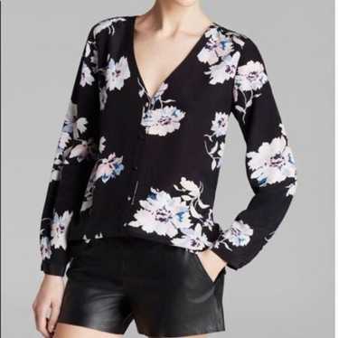 Joie Michi black floral silk blouse S