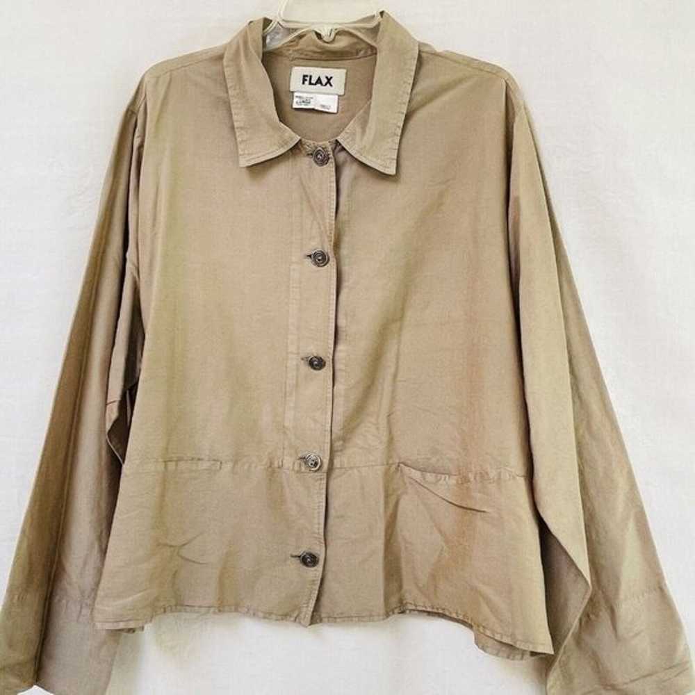 Flax Silk Blouse Womens Large Button Up Pockets L… - image 2
