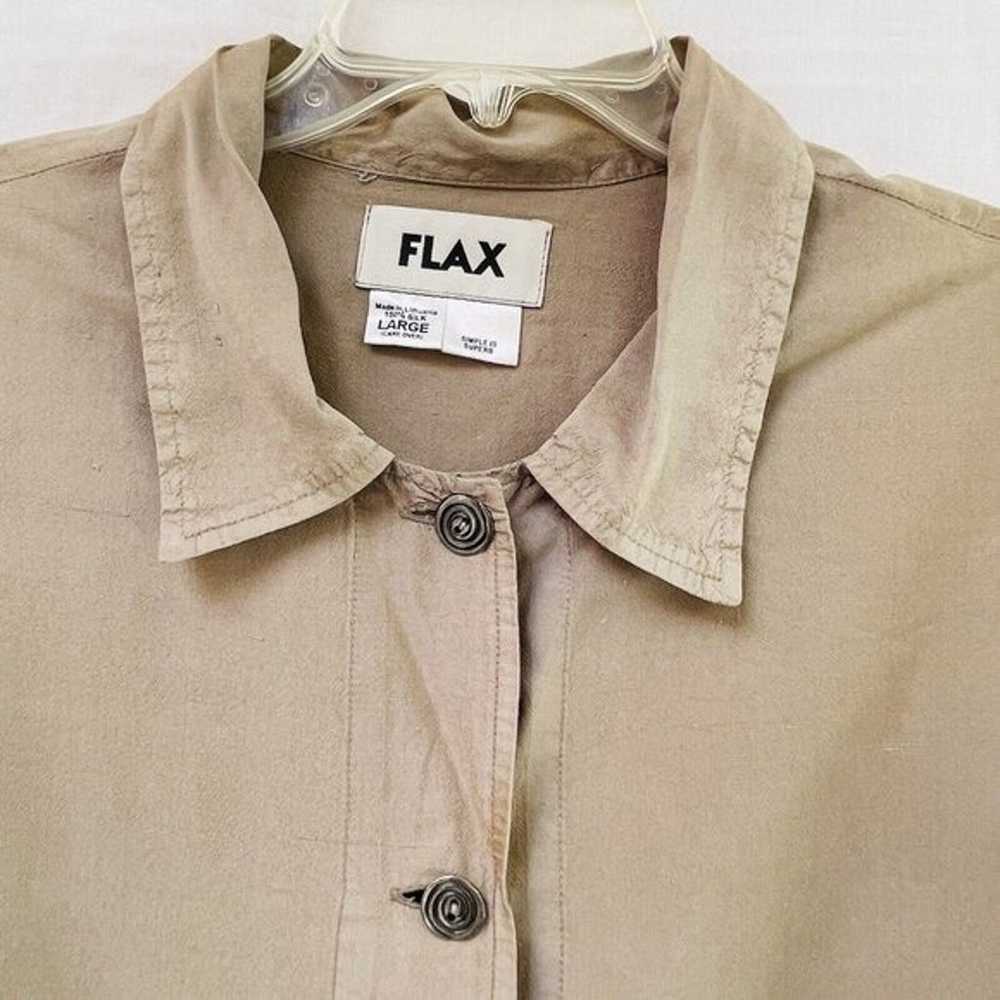 Flax Silk Blouse Womens Large Button Up Pockets L… - image 3