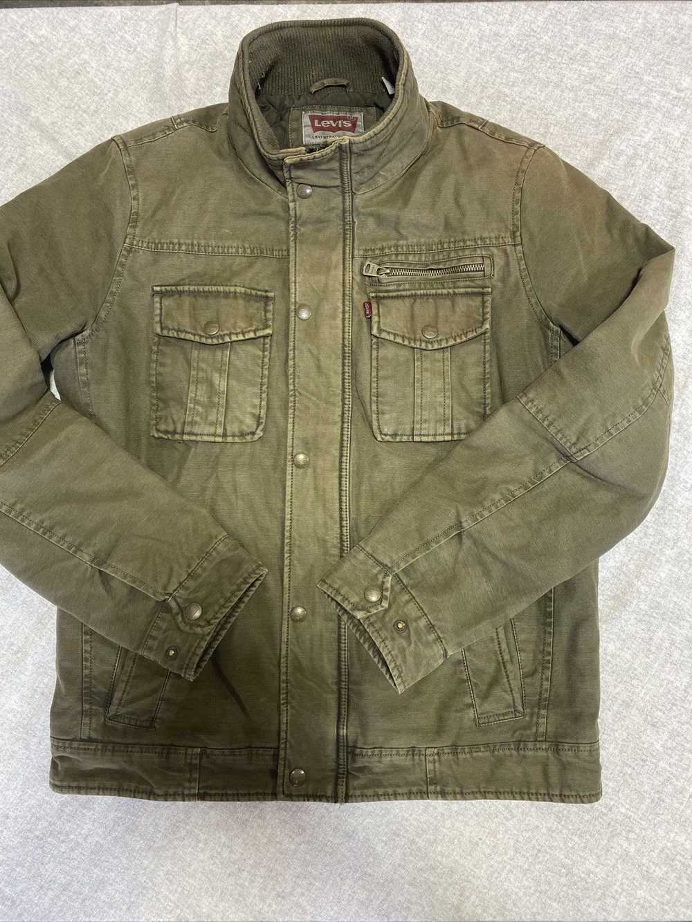 Levi's Levis Jacket Mens Small Green Military Can… - image 1