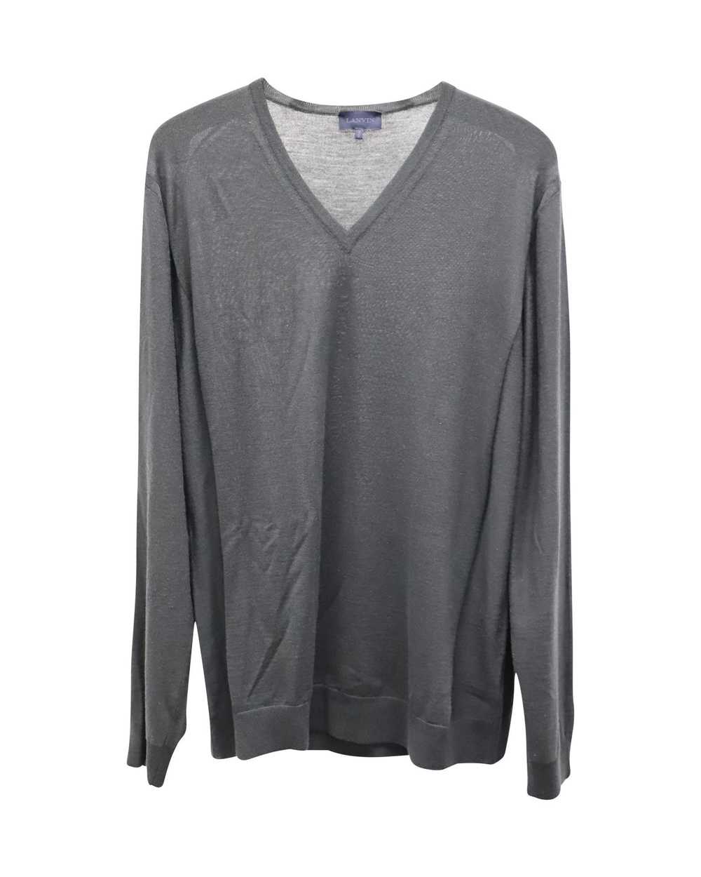 Lanvin Grey Merino Wool V-Neck Sweater for Men - image 1
