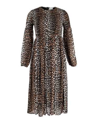 Ganni Leopard Print Midi Dress in Viscose