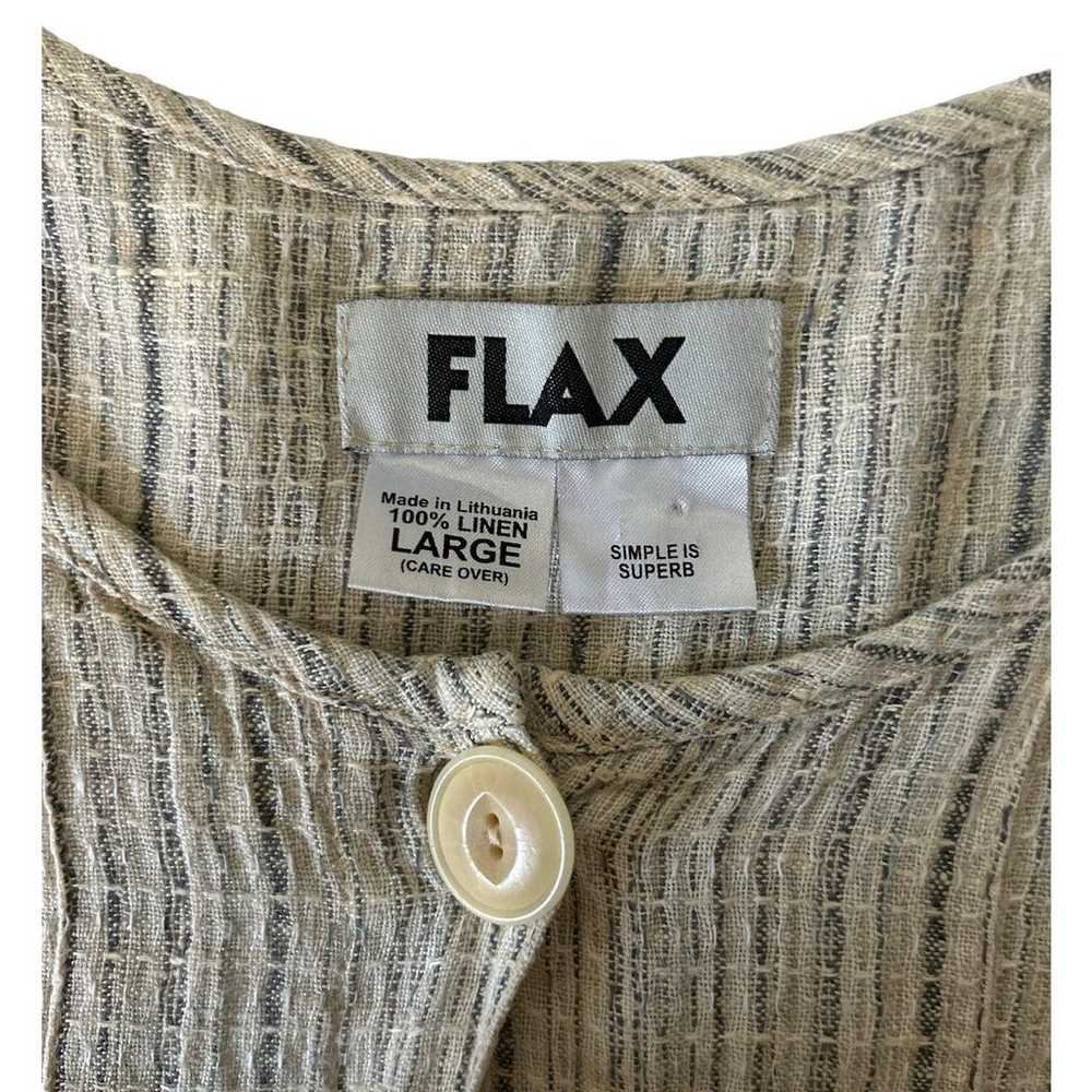 Flax Womens Size Large 100% Linen Striped Button … - image 5