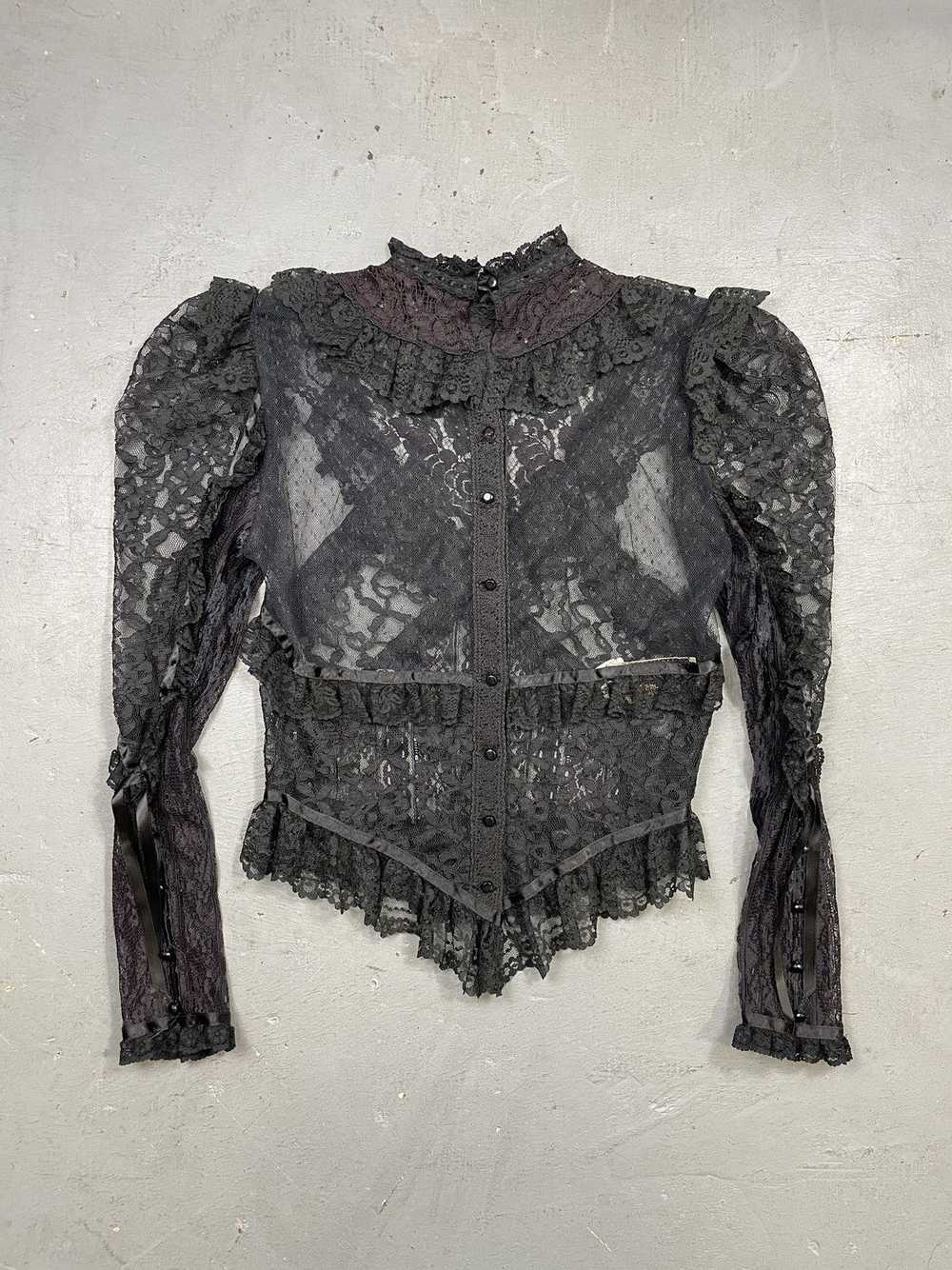 Vintage Vintage 1970s Gothic Black Lace Victorian… - image 11