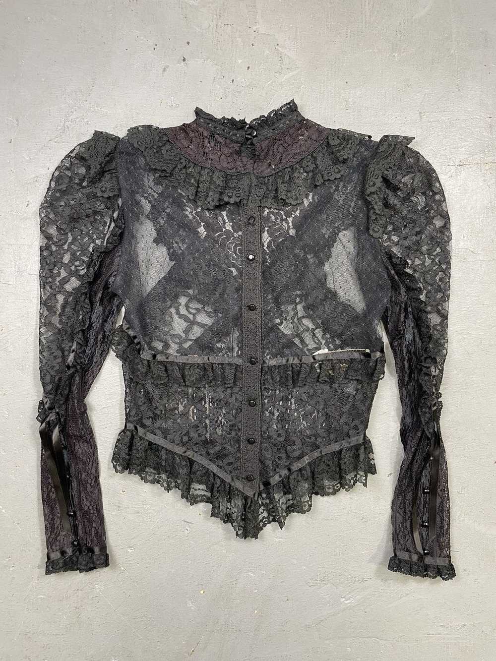 Vintage Vintage 1970s Gothic Black Lace Victorian… - image 12
