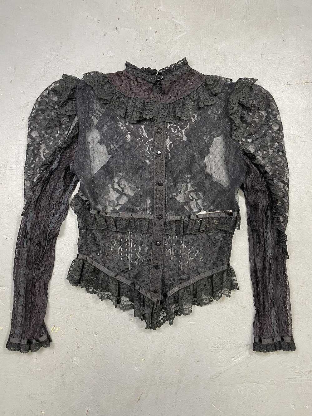 Vintage Vintage 1970s Gothic Black Lace Victorian… - image 3