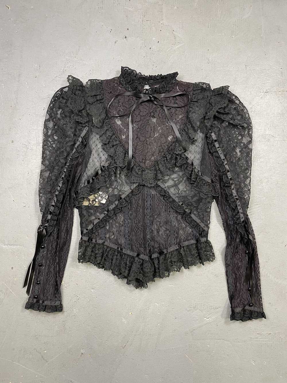 Vintage Vintage 1970s Gothic Black Lace Victorian… - image 4