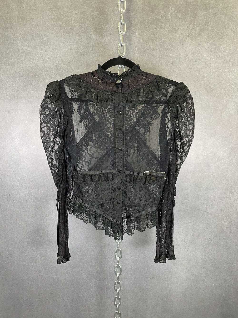 Vintage Vintage 1970s Gothic Black Lace Victorian… - image 5