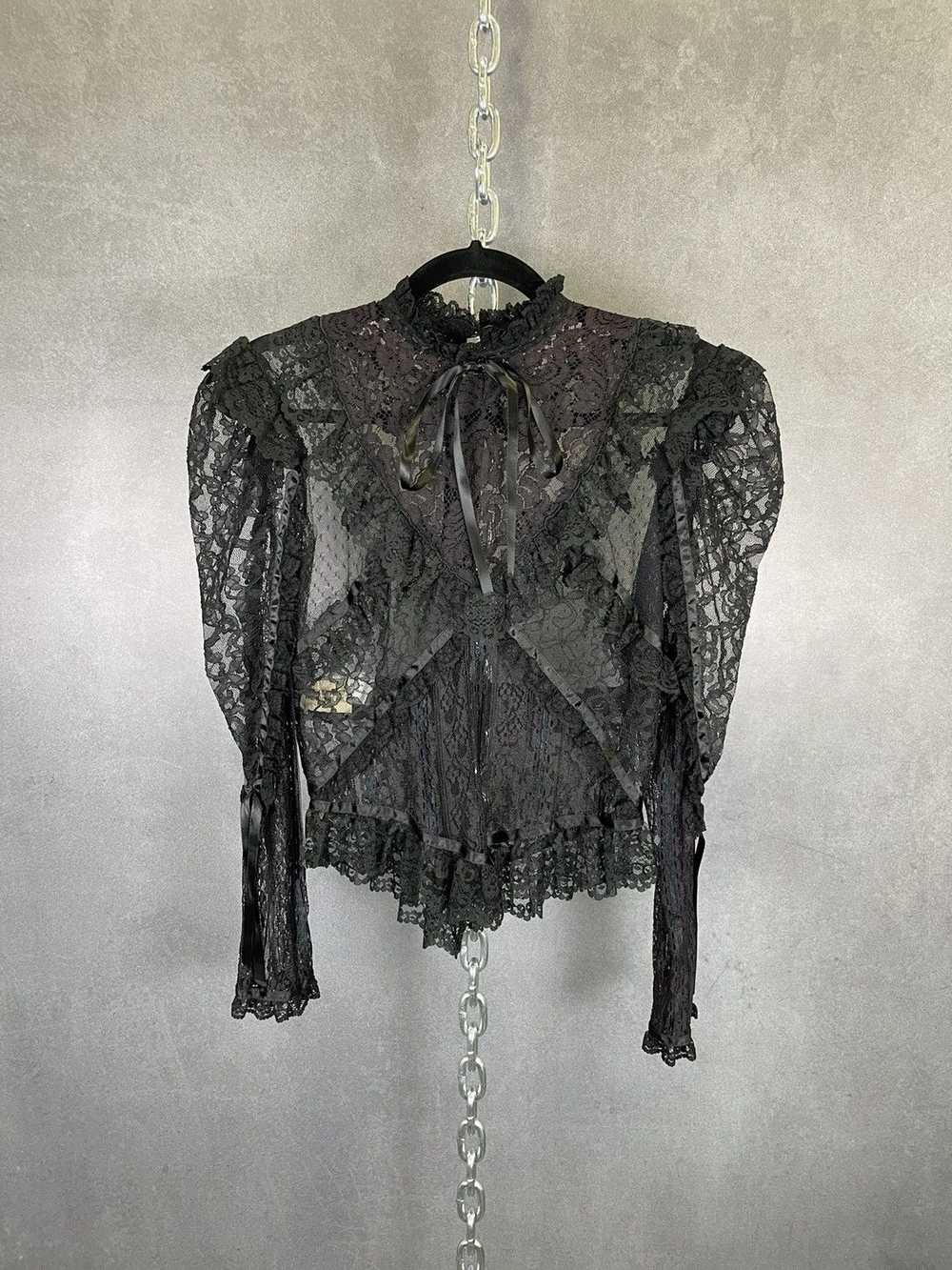 Vintage Vintage 1970s Gothic Black Lace Victorian… - image 7