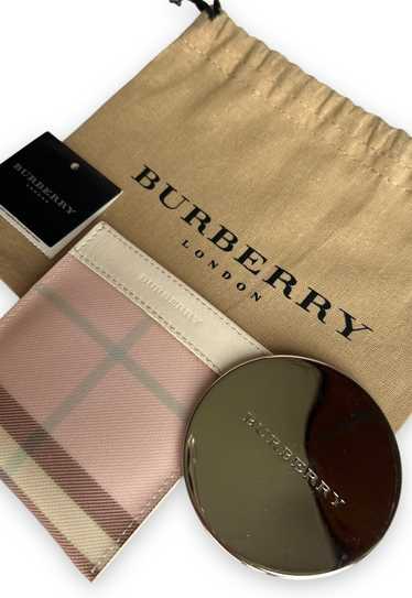 Vintage Burberry mirror compact circle silver tone