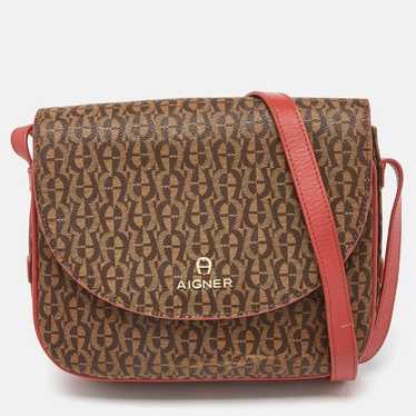 Aigner AIGNER Brown/Red Signature Coated Canvas a… - image 1