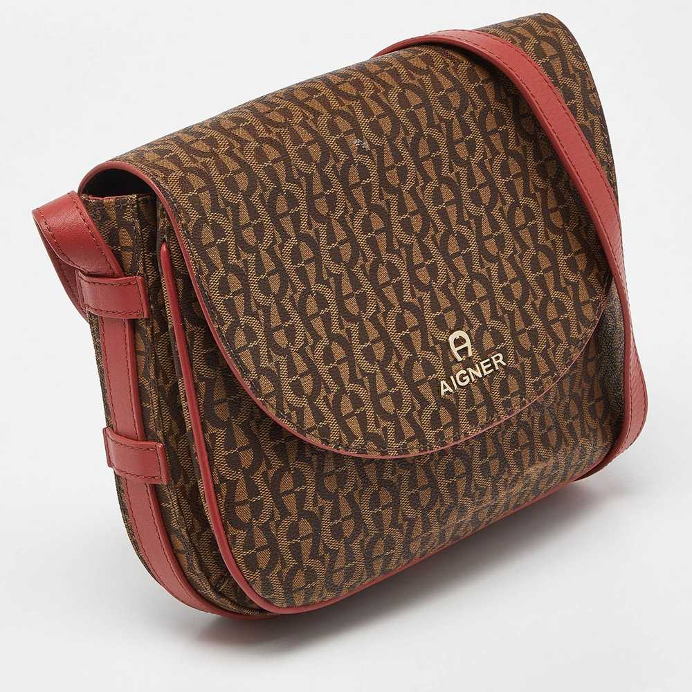 Aigner AIGNER Brown/Red Signature Coated Canvas a… - image 3