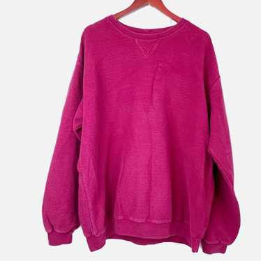 Lands End Vintage Land’s End Red Terry Sweatshirt… - image 1