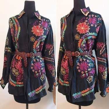 Vintage embroidered boho button down
