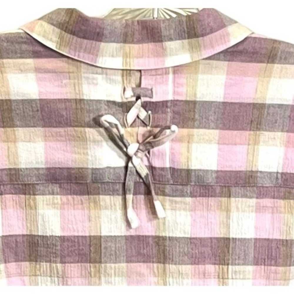 Lavender Plaid Button Shirt Cotton Size M Beachy … - image 4