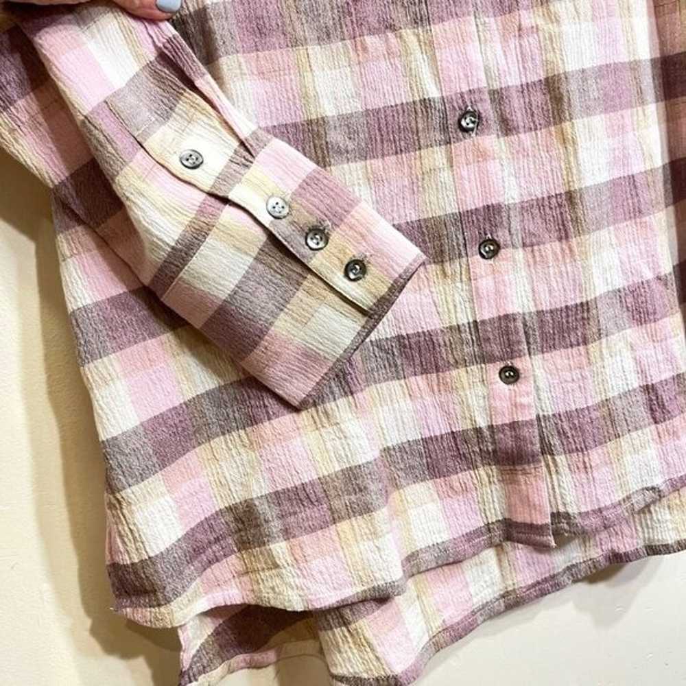 Lavender Plaid Button Shirt Cotton Size M Beachy … - image 5