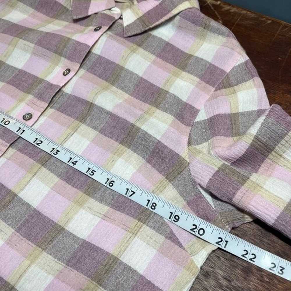 Lavender Plaid Button Shirt Cotton Size M Beachy … - image 7