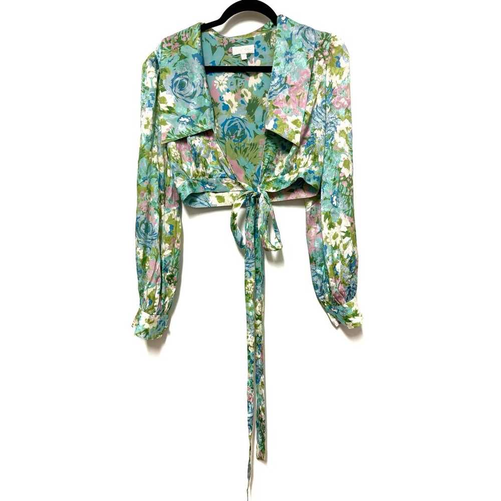 NWOT Ronny Kobo Demna Silk Floral Tie-Waist Crop … - image 10