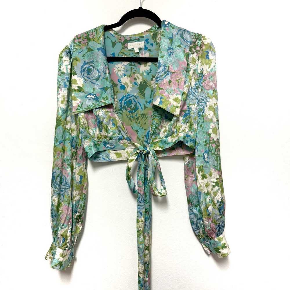 NWOT Ronny Kobo Demna Silk Floral Tie-Waist Crop … - image 5