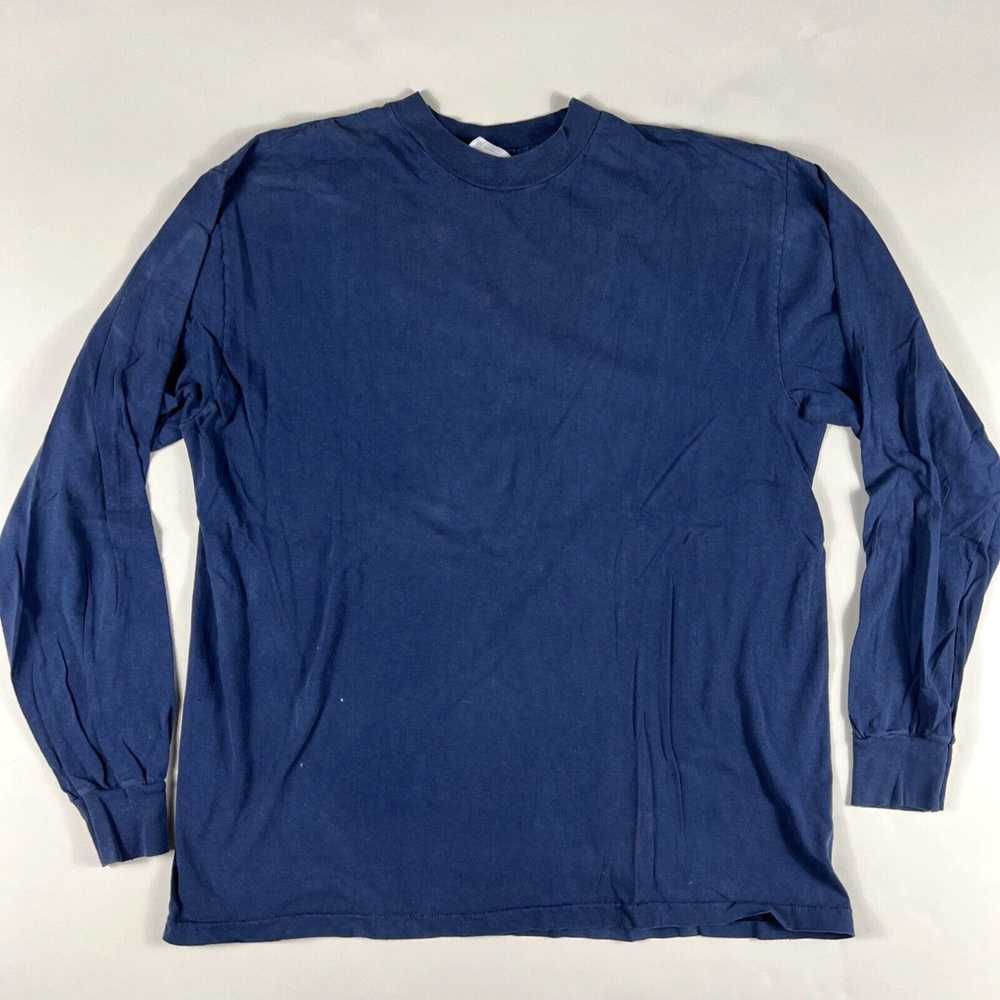 Hanes Vintage Blank Blue Shirt XL Long Sleeve - image 1