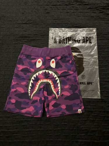 Bape Bape Purple Camo Shark Sweat Shorts