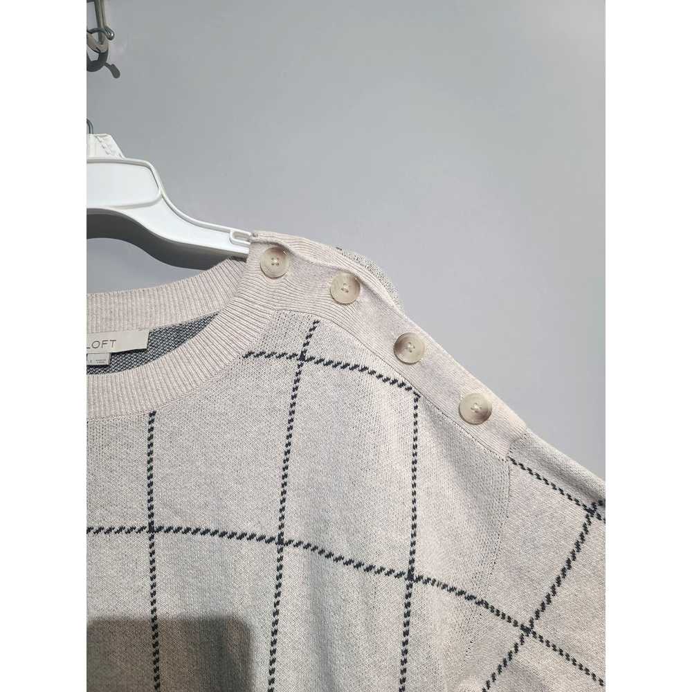 Loft LOFT Windowpane Shoulder Button Tunic Sweater - image 3