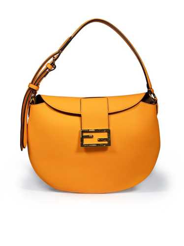 Fendi Orange Leather Croissant Shoulder Bag