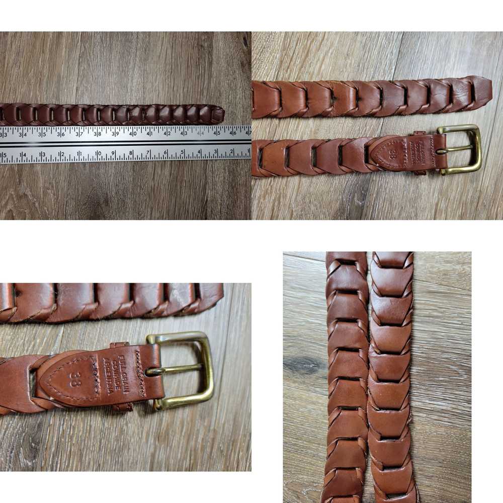 Buckle Full Grain Cowhide 38" Brown Leather Belt … - image 4