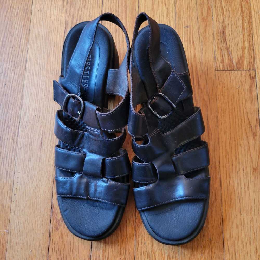Vintage Westies 10M Leather Chunky Heel Sandals O… - image 2