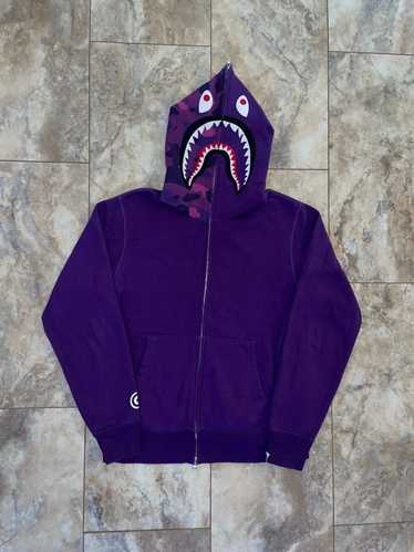 Bape Bape Shark Full Zip Hoodie Purple Size Large