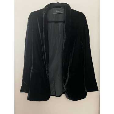 Zara Black Velvet Open Blazer XS