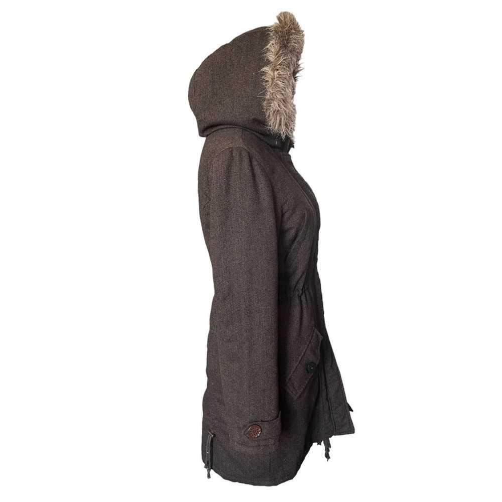 BB Dakota brown faux fur hooded tweed coat - image 11