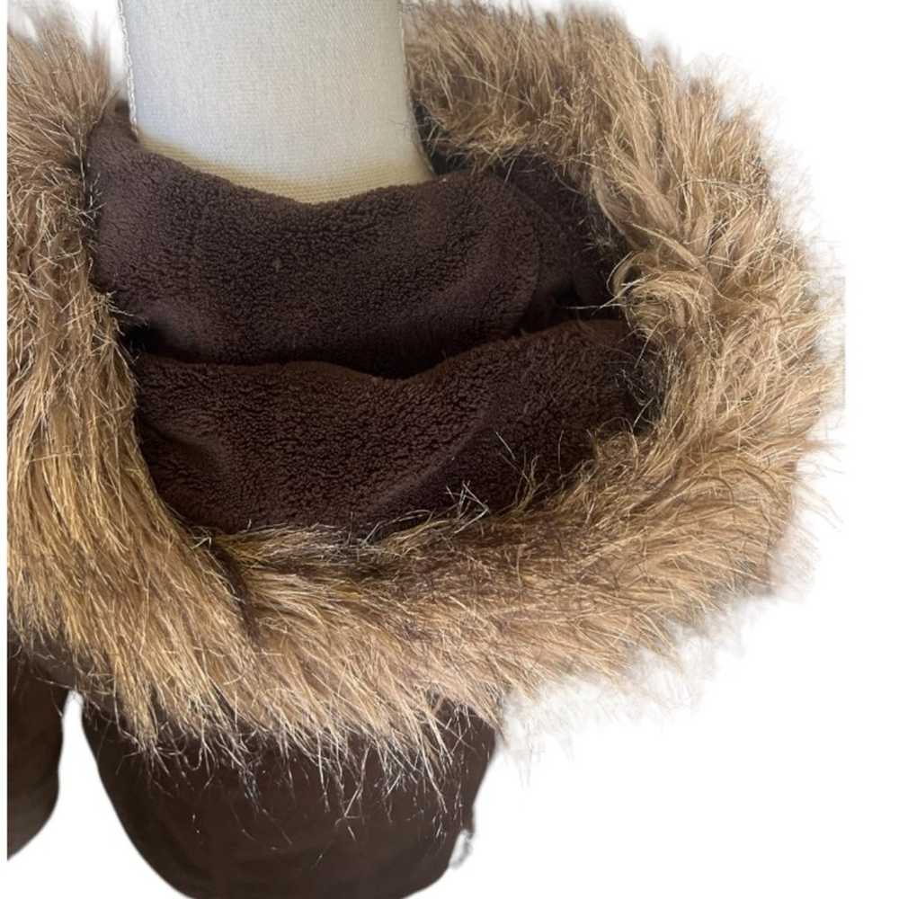 BB Dakota brown faux fur hooded tweed coat - image 8