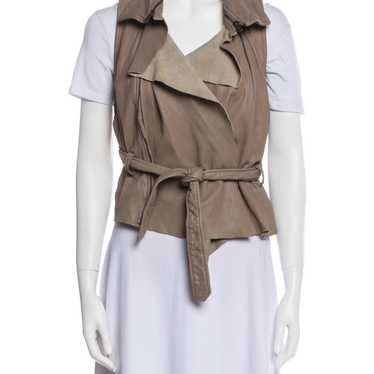 AllSaints Manu Gilet Leather Vest in Brown size 10 - image 1