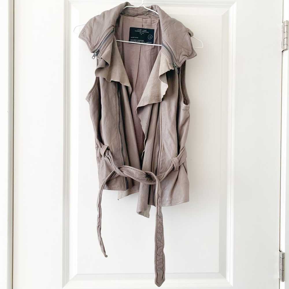AllSaints Manu Gilet Leather Vest in Brown size 10 - image 2