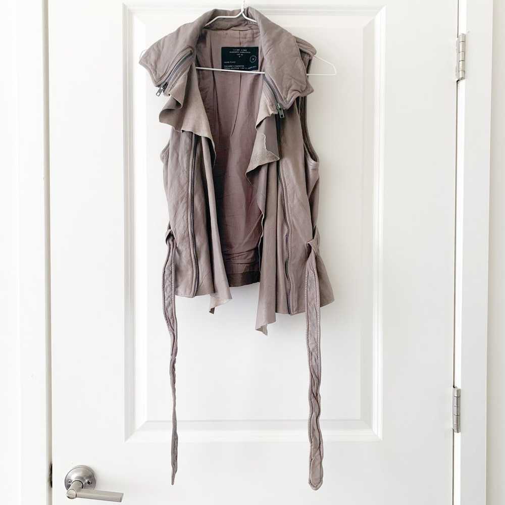 AllSaints Manu Gilet Leather Vest in Brown size 10 - image 3