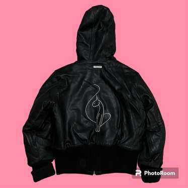 VTG Y2K Baby Phat Embroidered Leather Fur Lined R… - image 1