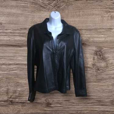 Vintage Saguaro black eyelet leather jacket. Large