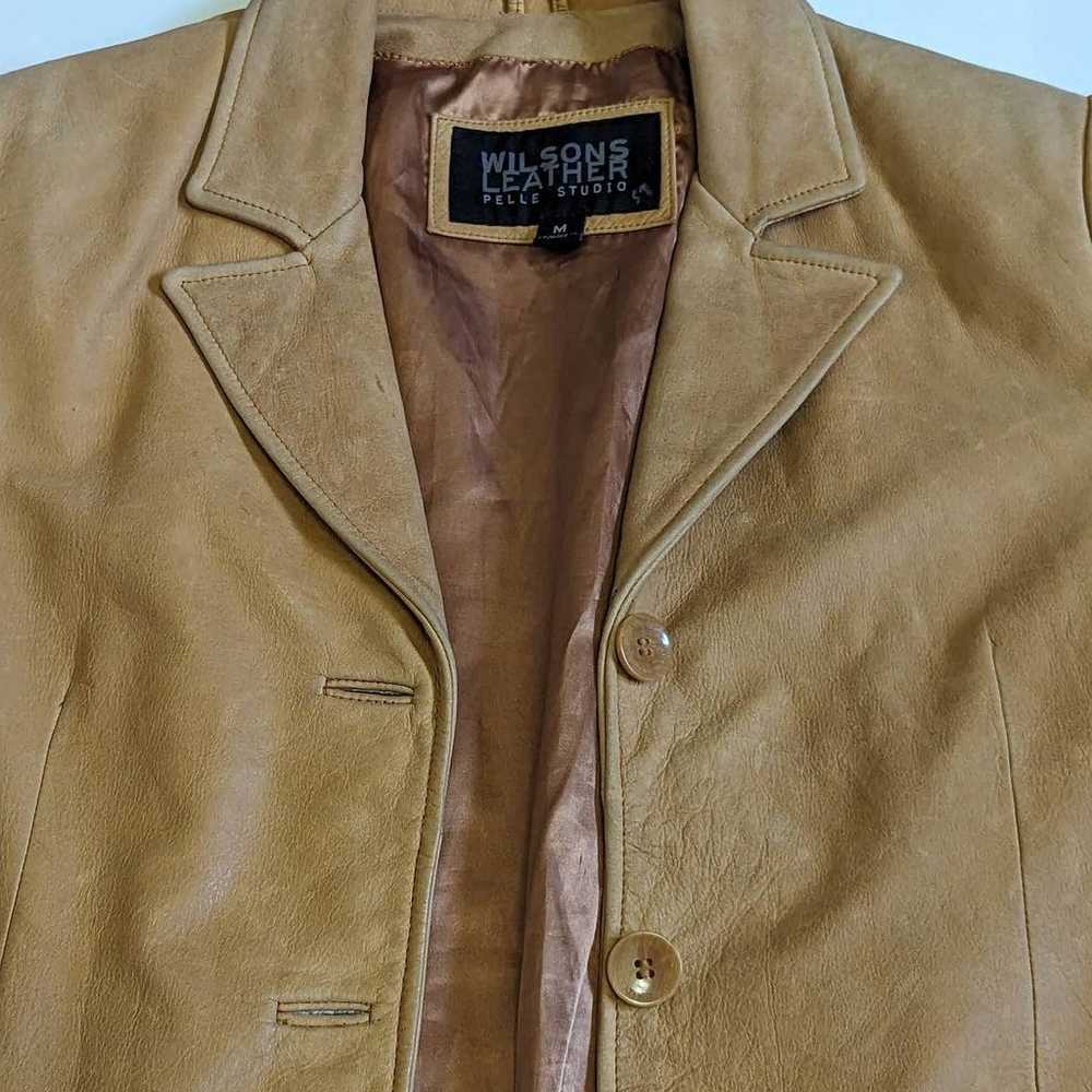 Wilsons Leather Button Down Jacket Tan Brown Blaz… - image 6